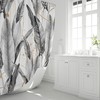 Ombre Tropical Jungle Plant Leaves Boho Shower Curtain With Black Gray White And Zen Floral Print