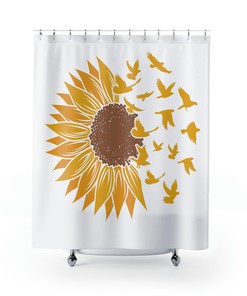 One Big Sunflower Shower Curtain - Nature Inspired Floral Design for Bathroom