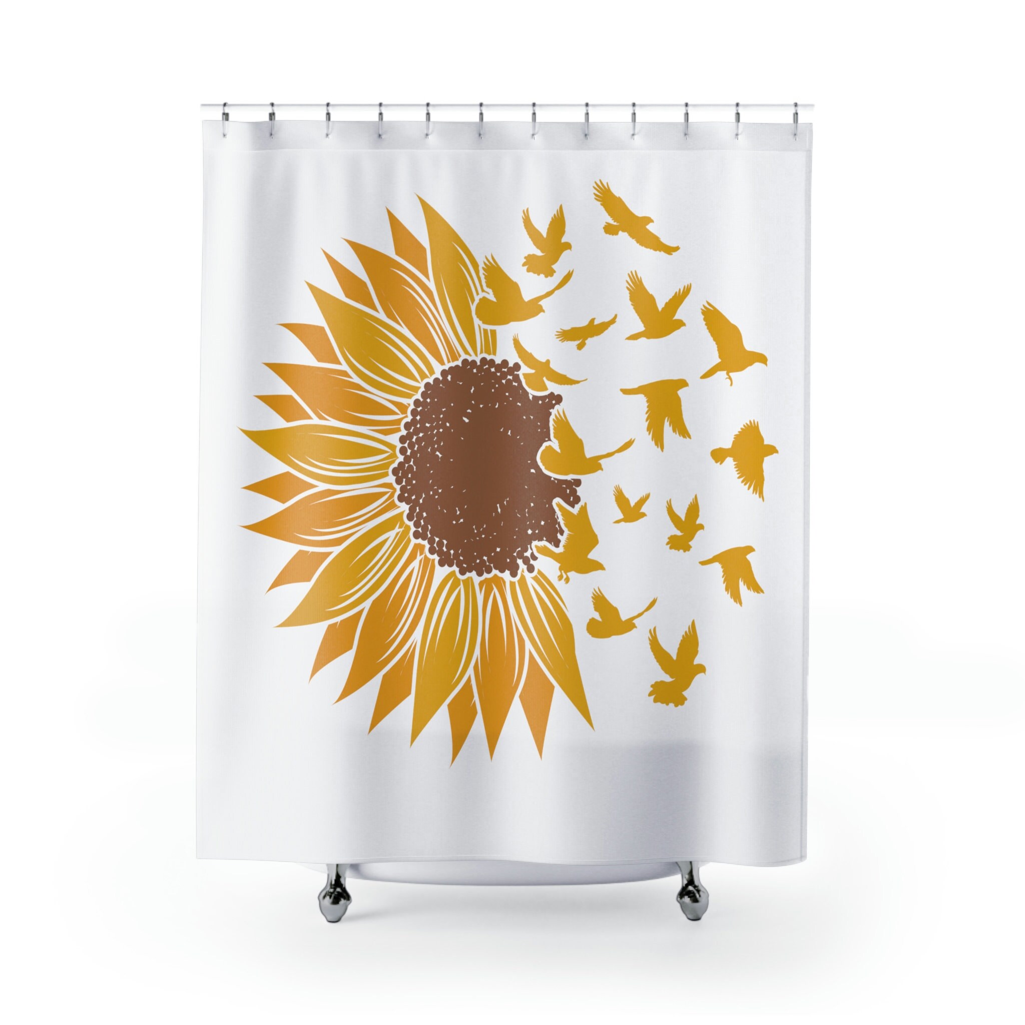 One Big Sunflower Shower Curtain - Nature Inspired Floral Design for Bathroom