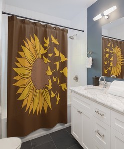 One Big Sunflower Shower Curtain - Nature Inspired Floral Design for Bathroom