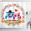 One Year Together Quote Print Owl Shower Curtain for Romantic Bathroom Decor
