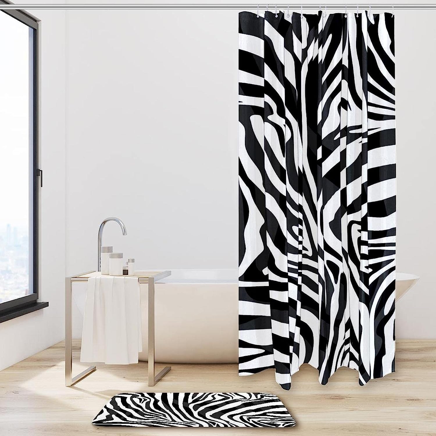 On-trend Leopard Zebra Skin Texture Shower Curtain for Showers, Stalls, and Bathtubs