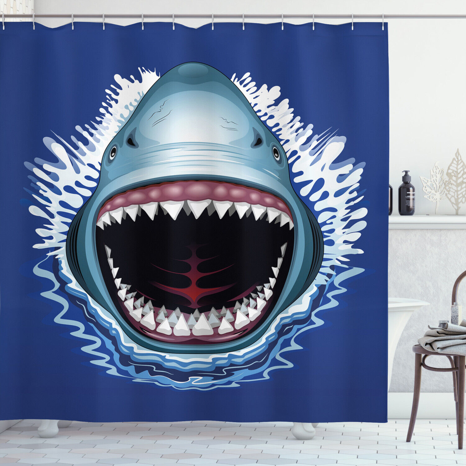 Open Mouth Bite Shower Curtain Attack for Bathroom Decor