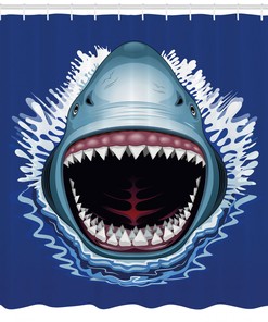 Open Mouth Bite Shower Curtain Attack for Bathroom Decor