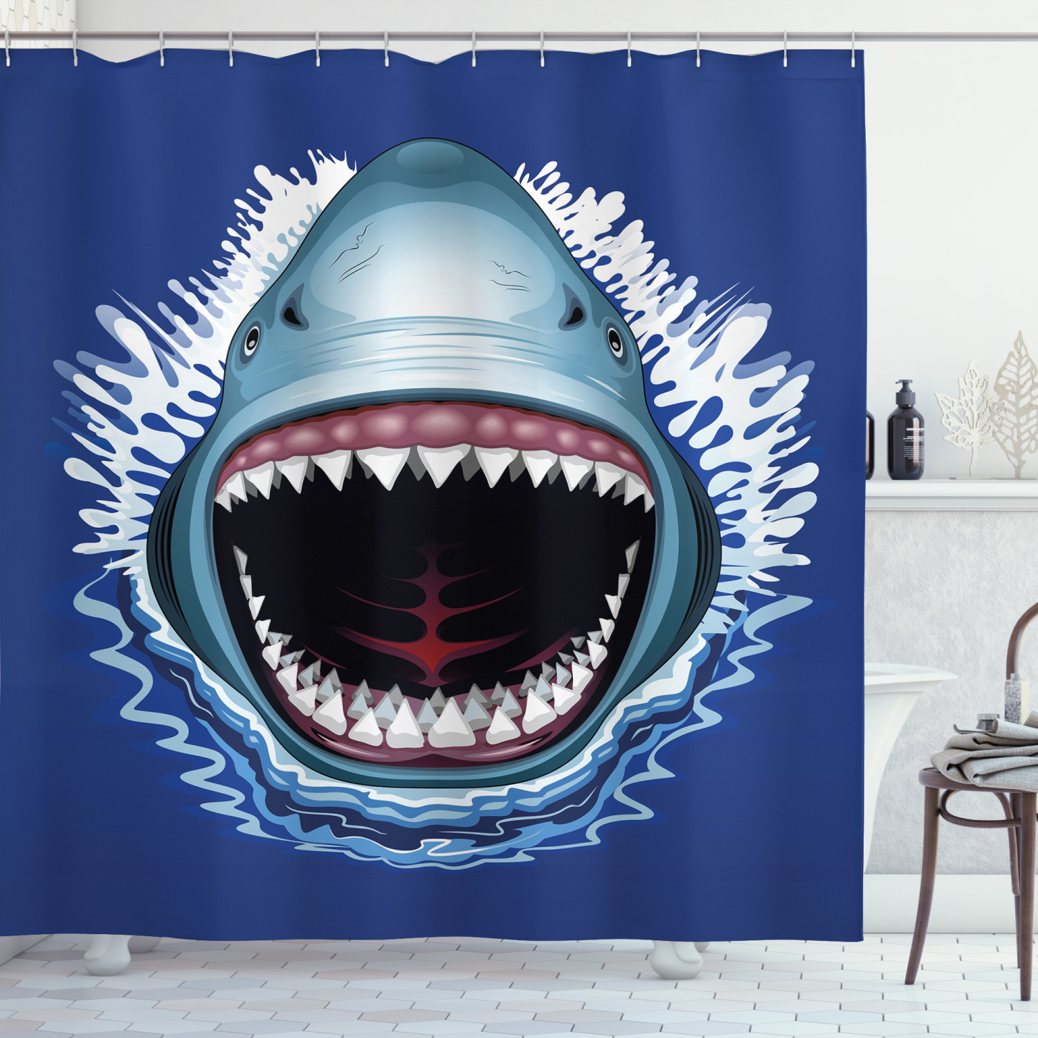 Open Mouth Bite Shower Curtain Attack for Bathroom Decor