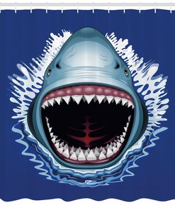 Open Mouth Bite Shower Curtain Attack for Bathroom Decor