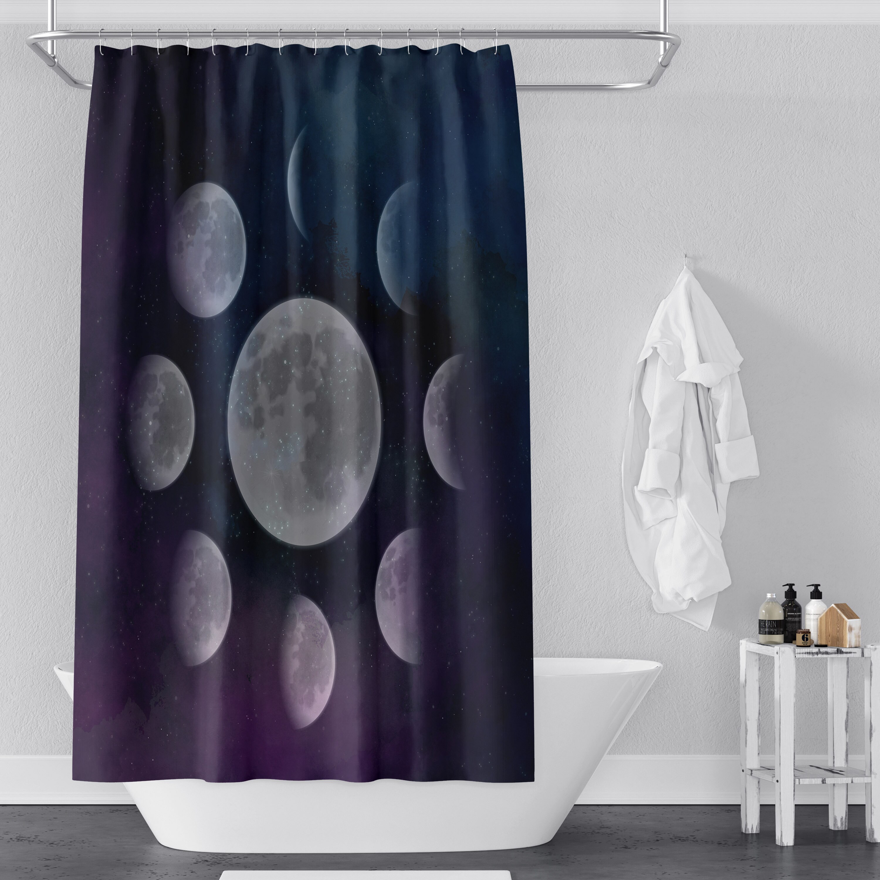 Options of Zodiac Phases of the Moon Shower Curtain for Astrology Fans
