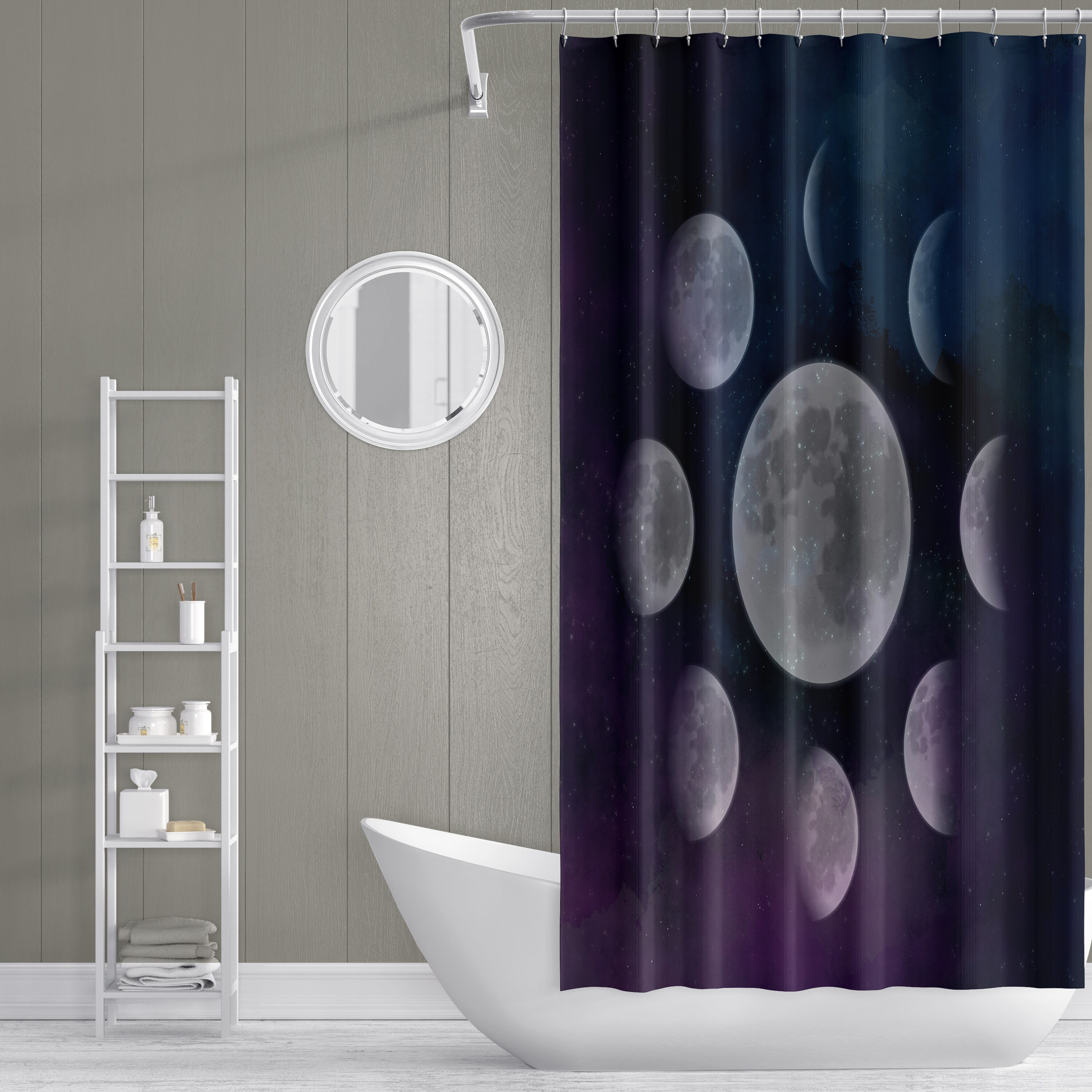 Options of Zodiac Phases of the Moon Shower Curtain for Astrology Fans