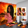 Orange And Black Bathroom Decor Set With African American Shower Curtain