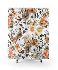 Orange And Brown Flowers Shower Curtain For A Warm Summer Decorr