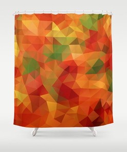 Orange Art Pattern Geometric Abstract Curtain Bathroom Decor Shower Curtain