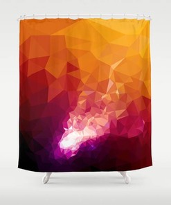 Orange Art Triangles Mosaic Polygon Flowers Geometric Pattern Fabric Shower Curtain