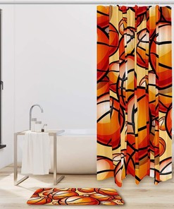 Orange Basketball Pattern Shower Curtain with Sporty Vibe