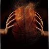 Orange Basketball Shower Curtain - Sports Golden Ball in Hand Themed - Waterproof Washable Bathroom Decor