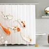 Orange Beige Koi Carps Shower Curtain, Traditional Spots Oriental Items Representing Love Nautical Theme
