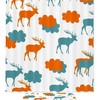 Orange Blue Deer And Cloud Silhouette Printed Bathroom Tub Set With Waterproof Fabric Shower Curtain