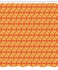 Orange Fabric Shower Curtain - Modern Waterproof Print for Stylish and Minimalist Bathroom Decor
