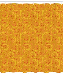 Orange Fabric Shower Curtain - Modern Waterproof Print for Stylish and Minimalist Bathroom Decor
