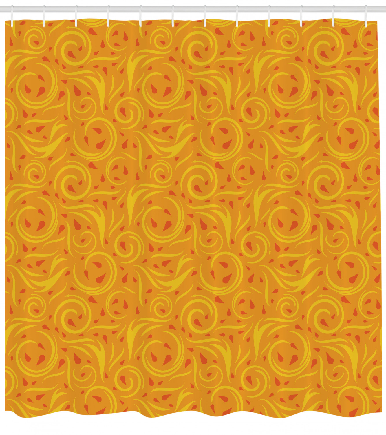 Orange Fabric Shower Curtain - Modern Waterproof Print for Stylish and Minimalist Bathroom Decor