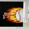 Orange Flame Baseball Boys Girls Sports Gaming Shower Curtain for Fun Bathroom Decor