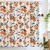 Orange Fruit Print Fabric Shower Curtain for Bathroom Partition