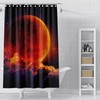 Orange Galaxy Eclipse Full Moon Shower Curtain For A Celestial Bathroom Decor