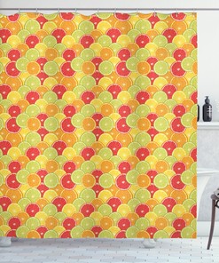 Orange Lemon Fruits Print Colorful Shower Curtain For A Refreshing Bathroom Look