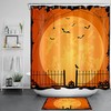 Orange Moon And Flying Bats Of Halloween Night With Pumpkins Shower Curtain