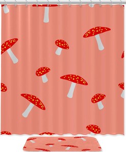 Orange Mushroom Shower Curtain To Infuse Warmth And Color