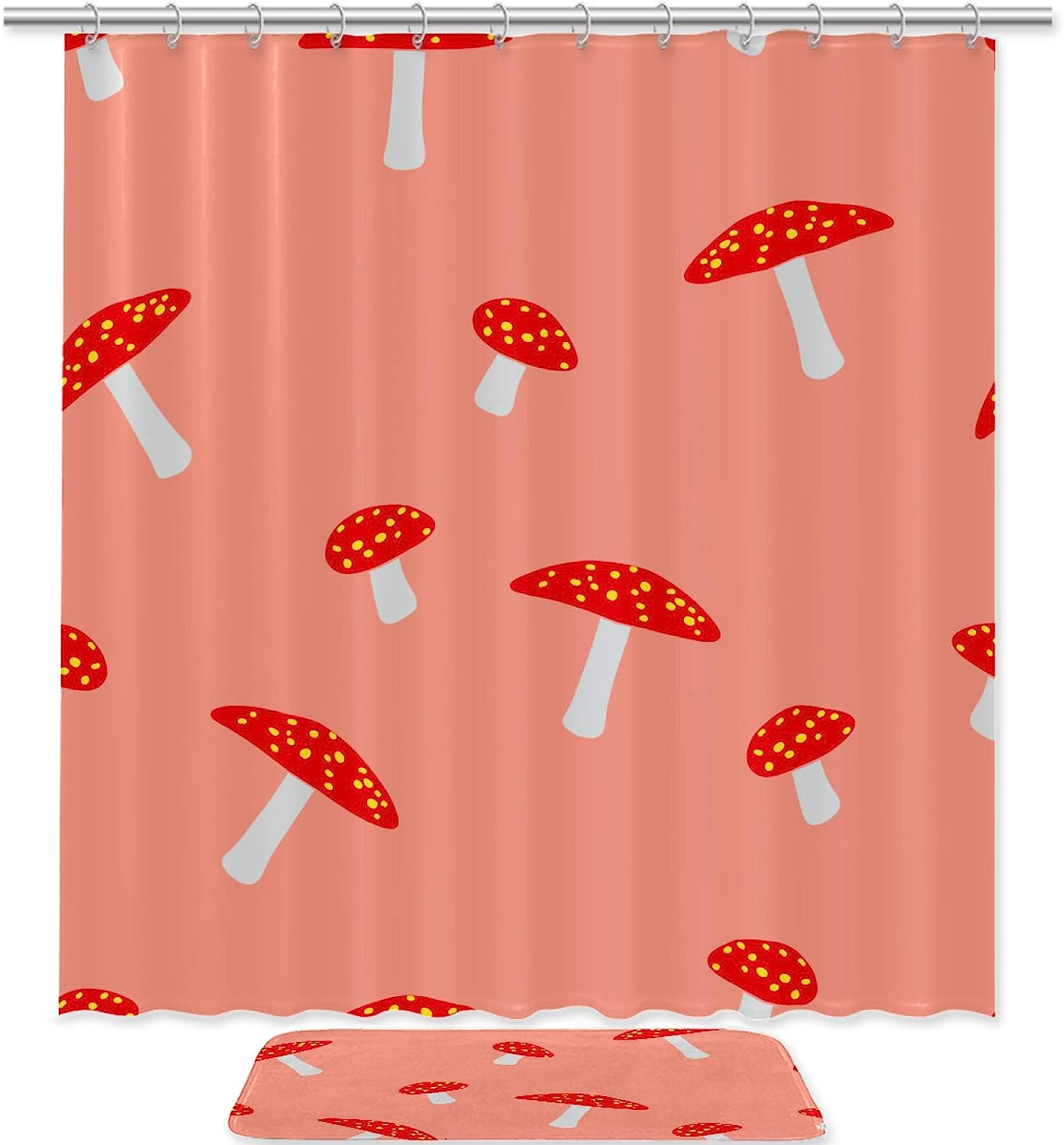 Orange Mushroom Shower Curtain To Infuse Warmth And Color