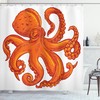 Orange Octopus Wildlife Print Shower Curtain for a Colorful Bathroom.