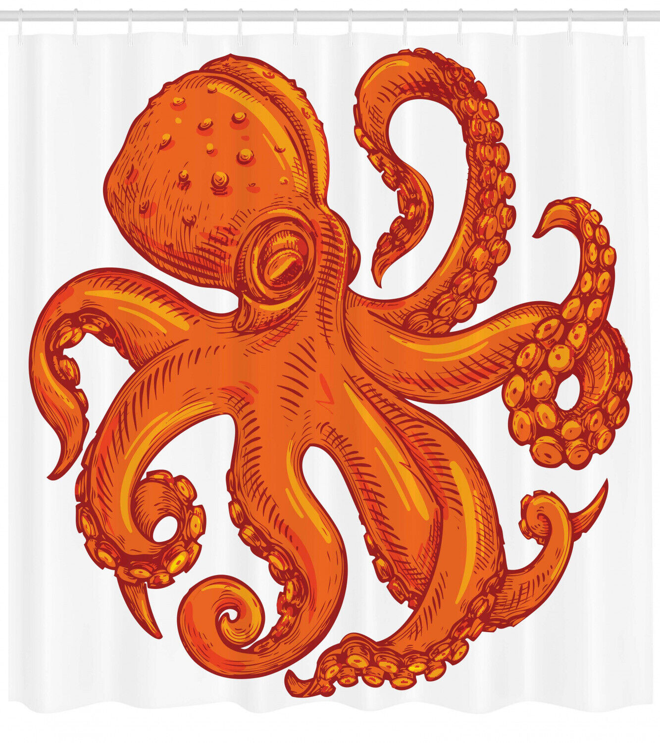 Orange Octopus Wildlife Print Shower Curtain for a Colorful Bathroom.