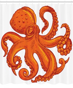 Orange Octopus Wildlife Print Shower Curtain for a Colorful Bathroom.