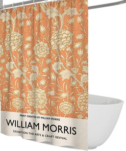 Orange Owl William Morris Bathroom Shower Curtain for a Pop and Playful Bathroom Decor