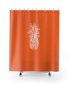 Orange Pineapple Lake Life Shower Curtain for Lake House