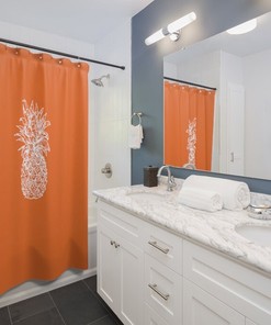 Orange Pineapple Lake Life Shower Curtain for Lake House