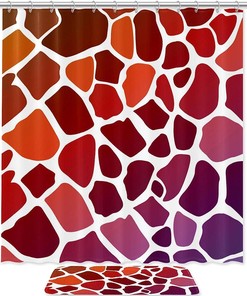 Orange Purple Abstract Giraffe Skin Pattern Decorative Shower Curtain