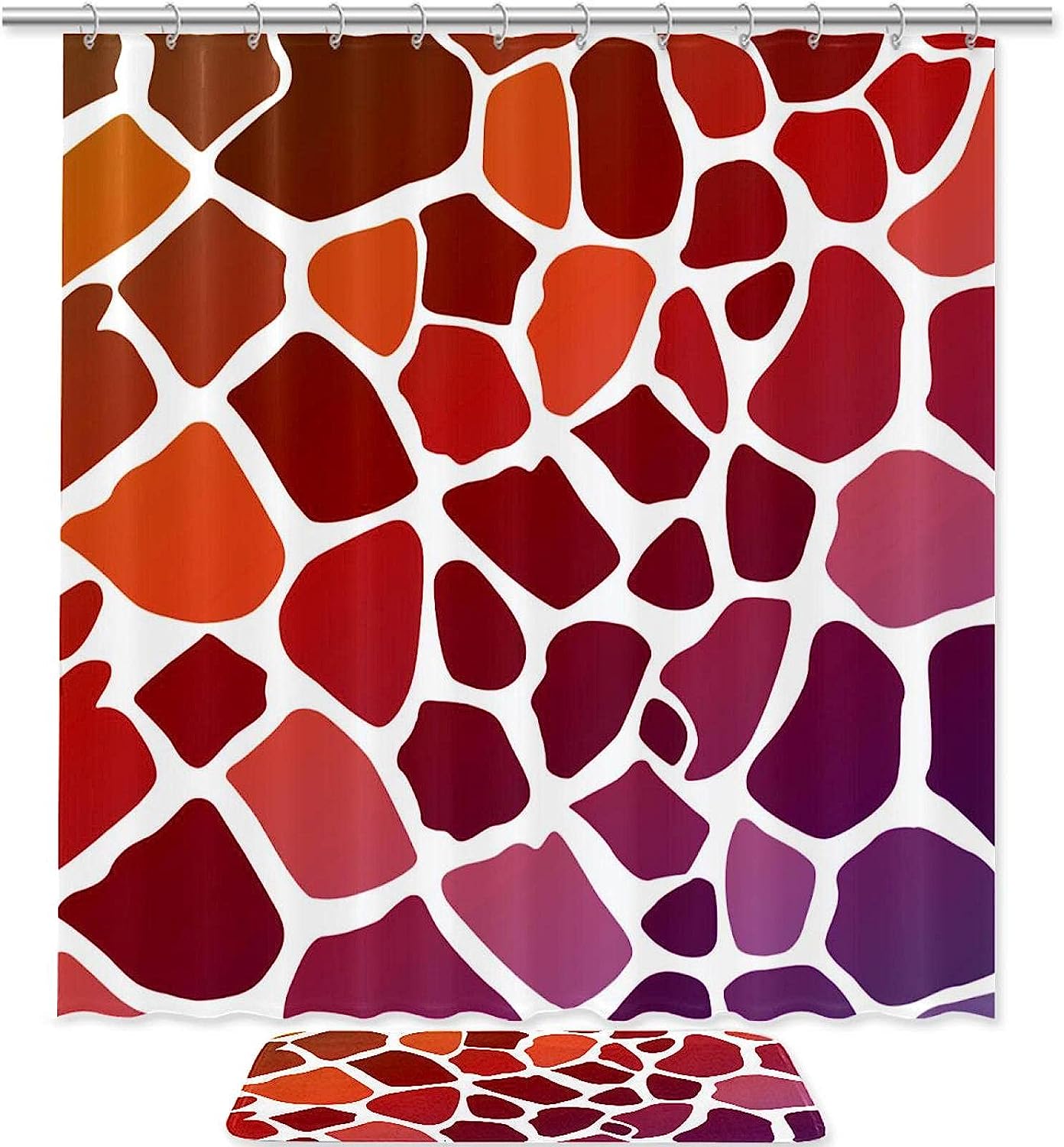 Orange Purple Abstract Giraffe Skin Pattern Decorative Shower Curtain