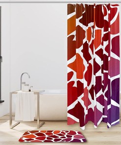 Orange Purple Abstract Giraffe Skin Pattern Decorative Shower Curtain
