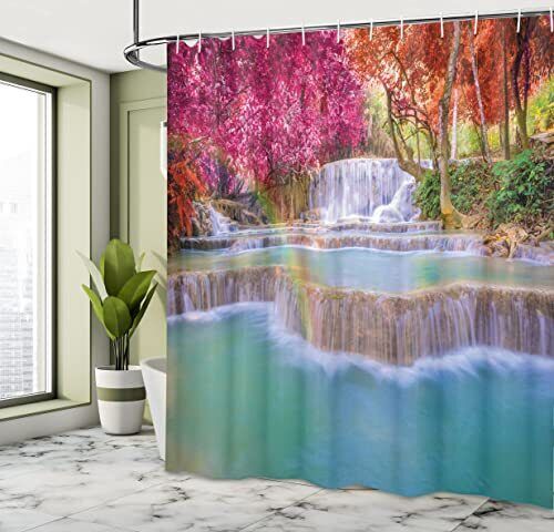 Orange Side Of Vietnamese Laos Tropical Jungle Print Shower Curtain For A Bold And Vibrant Bathroom Decor - Image 4