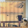 Orange Sunset Forest Cactus Shower Curtain, Scenery Extra Curtain, Waterproof Washable Fabric