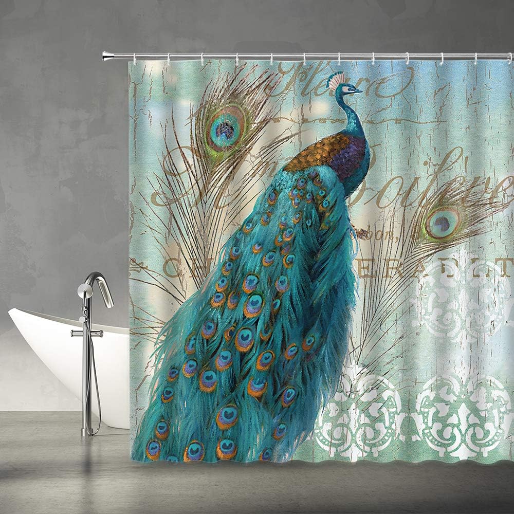 Orange White Floral Spring Plant Scenery Shower Curtain, Flower Butterfly Print, Fabric Bathroom Decor