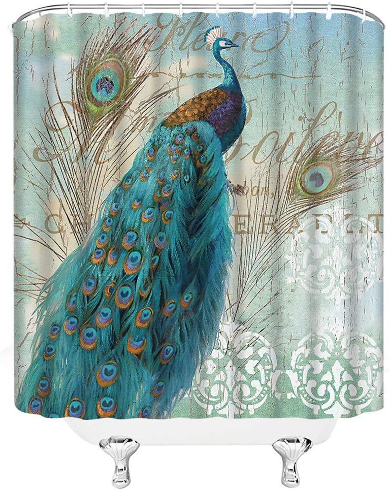 Orange White Floral Spring Plant Scenery Shower Curtain, Flower Butterfly Print, Fabric Bathroom Decor