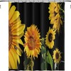 Orange Yellow Sunflower Shower Curtain with Black Floral Plants and Green Leaves for Natural Bathroom Dcor