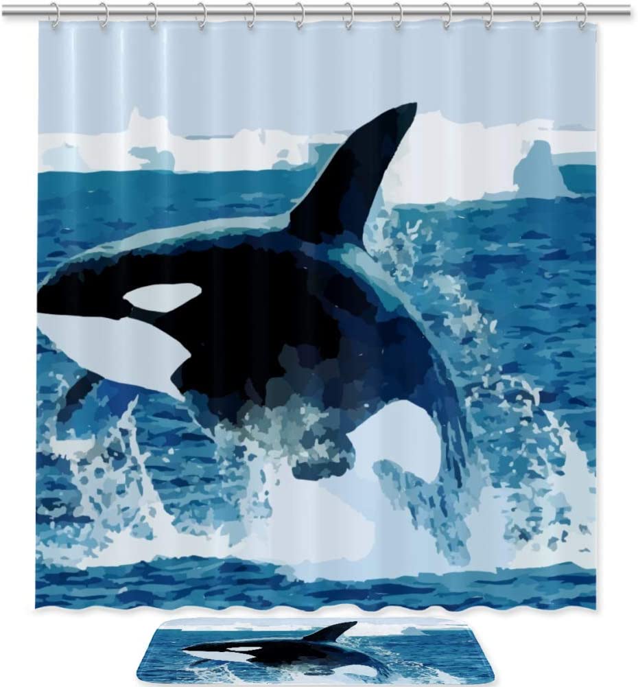 Orca Killer Whale Ocean Shower Curtain For A Nautical Bathroom