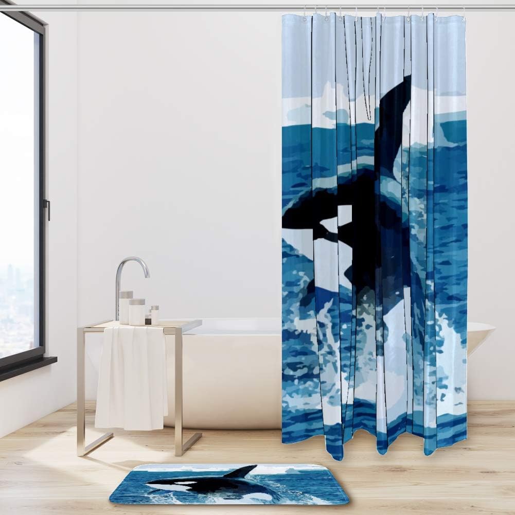 Orca Killer Whale Ocean Shower Curtain For A Nautical Bathroom - Image 2