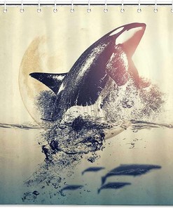 Orca Whale Decorative Shower Curtain - Waterproof And Stylish Curtain For Your Bathroom