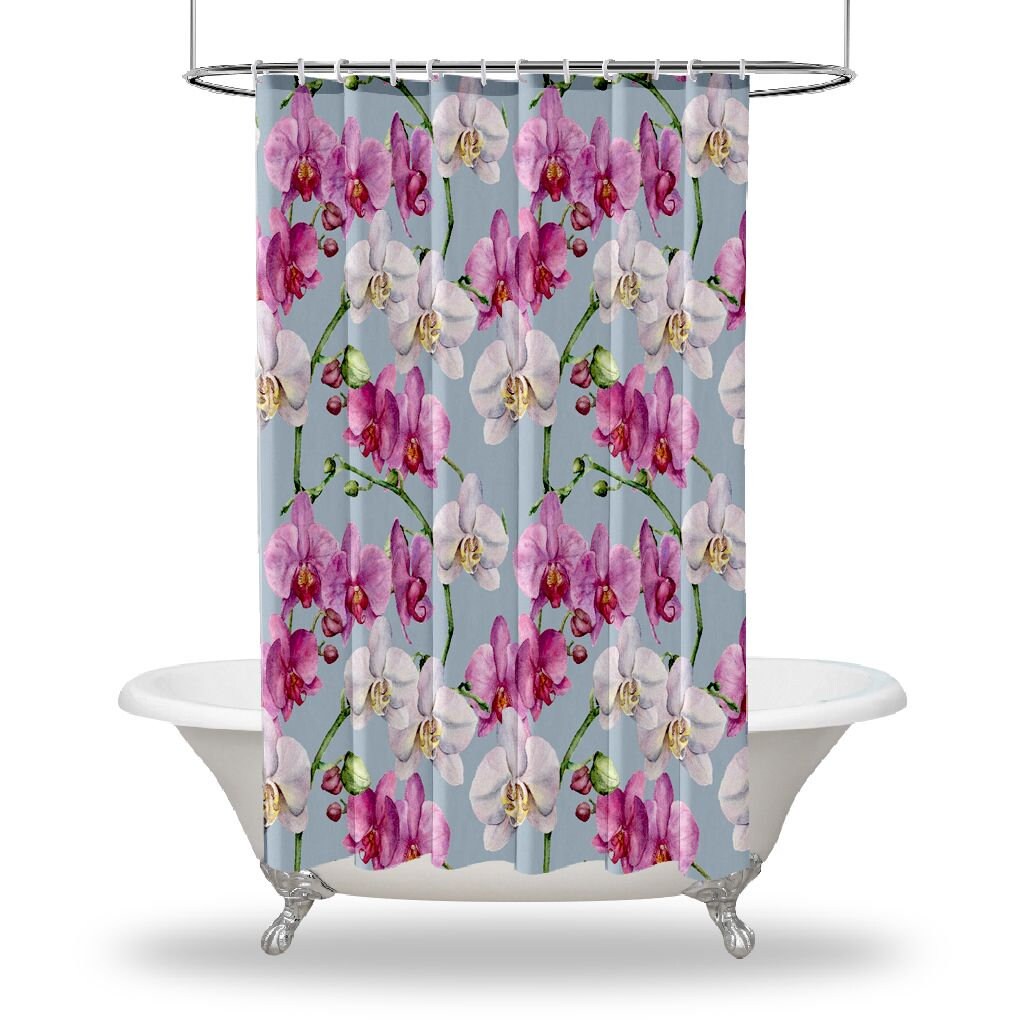 Orchid Decor Printed Shower Curtain - Waterproof Curtain For Bathtub Bathroom Decorations In Multiple Sizes