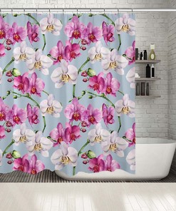 Orchid Decor Printed Shower Curtain - Waterproof Curtain For Bathtub Bathroom Decorations In Multiple Sizes