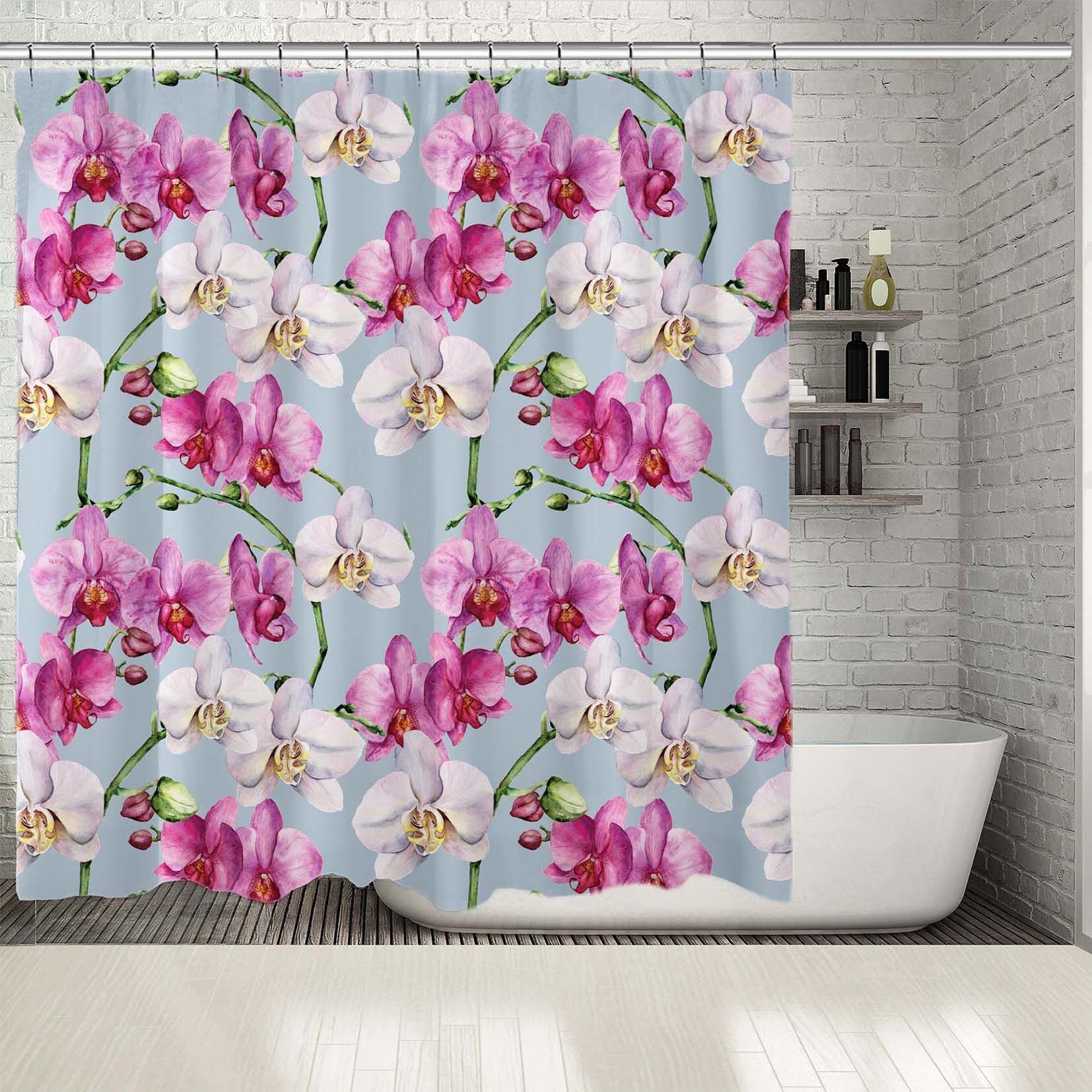 Orchid Decor Printed Shower Curtain - Waterproof Curtain For Bathtub Bathroom Decorations In Multiple Sizes
